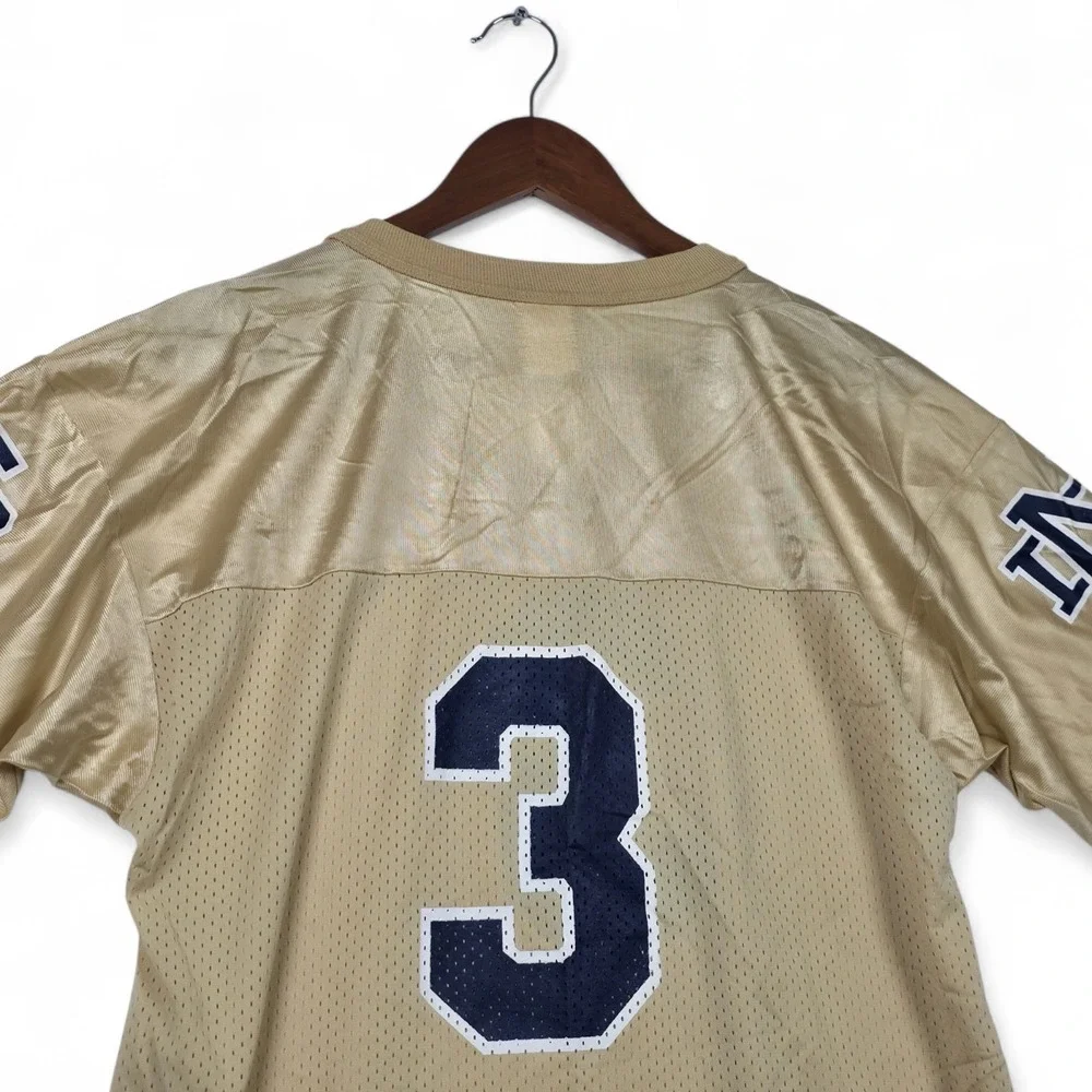 VTG 90s Champion Notre Dame Jersey Youth XL 18-20 Gold Mesh Made in USA #3 Irish